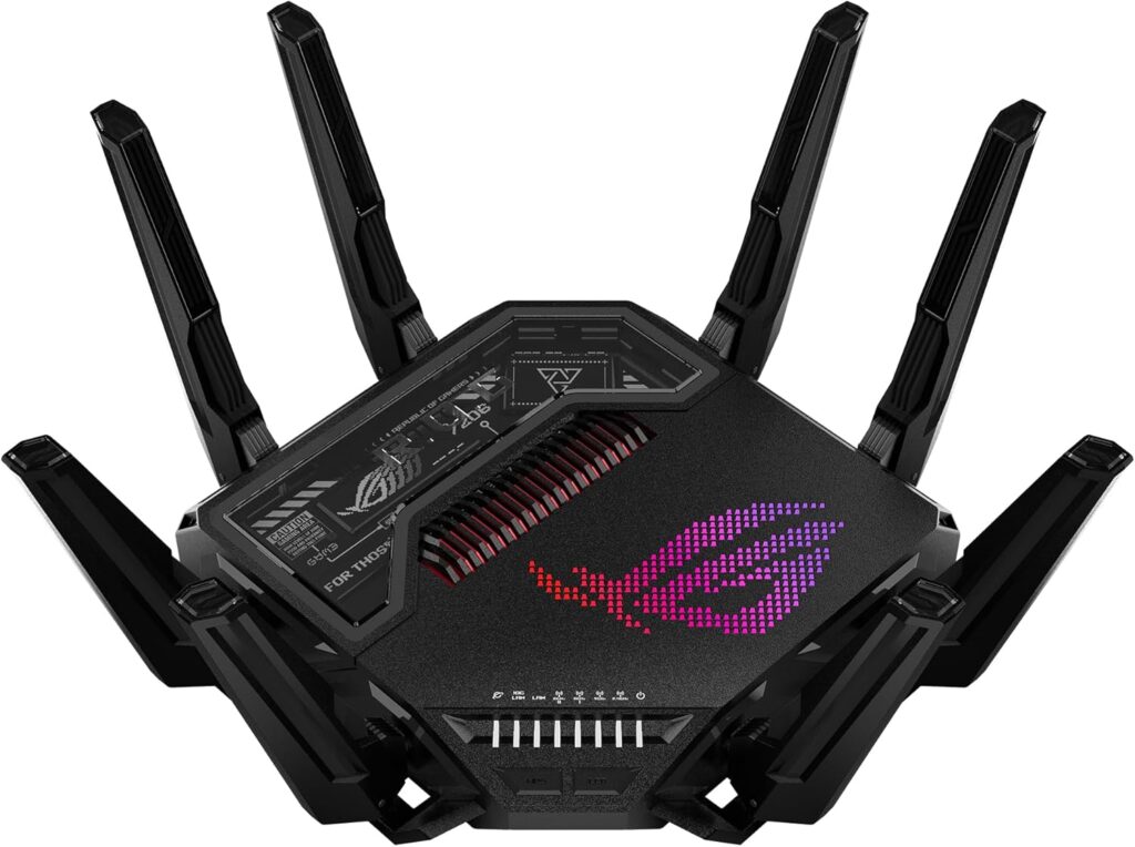 Best Wi-Fi Router - ASUS ROG Rapture GT-BE98 PRO quad-band WiFi 7 gaming router with ultra-low latency and extreme multi-device performance.