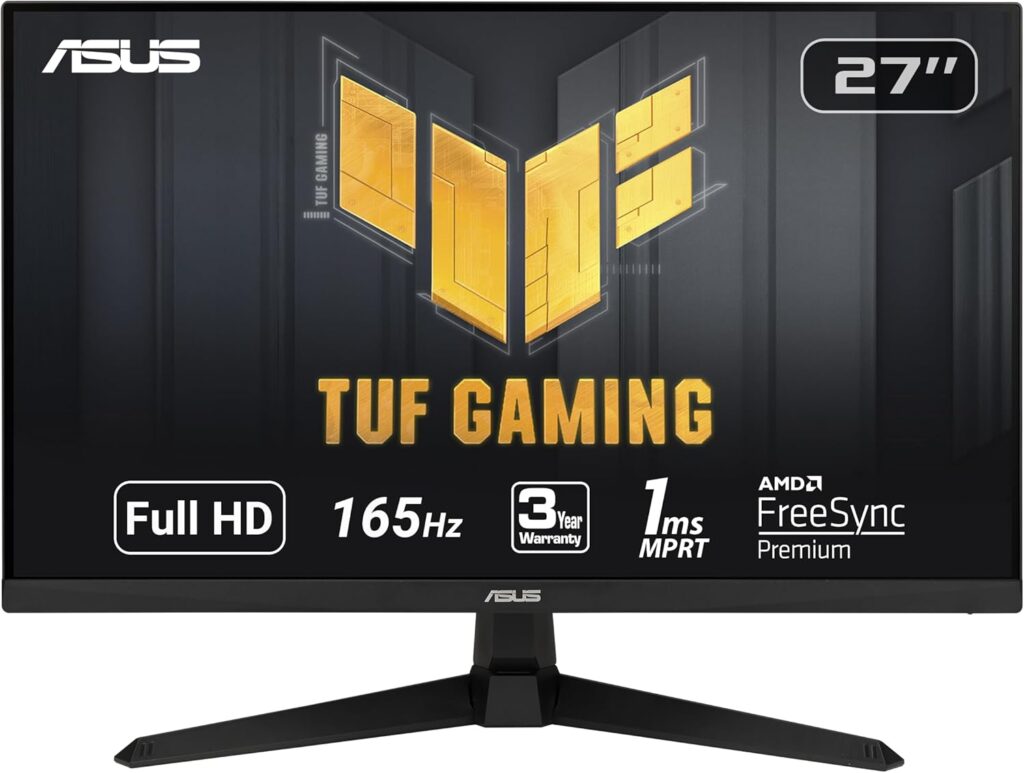 ASUS TUF VG277Q1A – Best Gaming Monitor with 27-Inch Full HD Display, 165Hz Refresh Rate, and 1ms Response Time