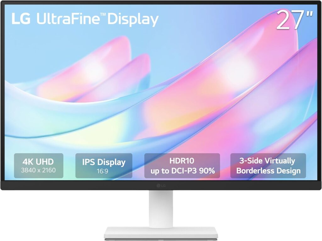 LG 27US500-W – Best 4K Monitor with 27-Inch IPS Display, Accurate Colors, and Wide Viewing Angles