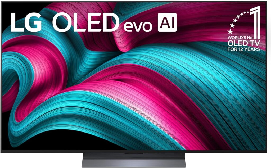 Best OLED TVs — LG C5 OLED 4K smart TV displaying deep blacks, vivid colors, AI processor, ultra-slim design, smooth gaming performance, Dolby Vision, webOS smart interface