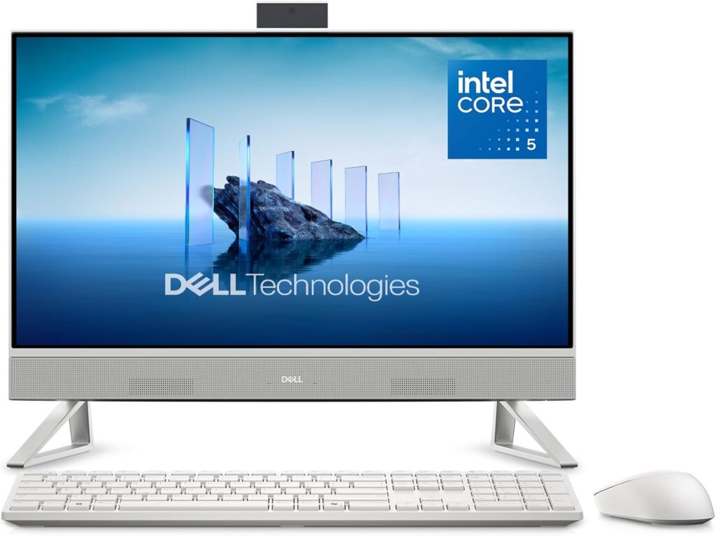 Best AIO PC — Dell AIO ec24250 all-in-one desktop with slim design, integrated display, modern workspace setup, reliable performance for office tasks, study, and everyday computing.