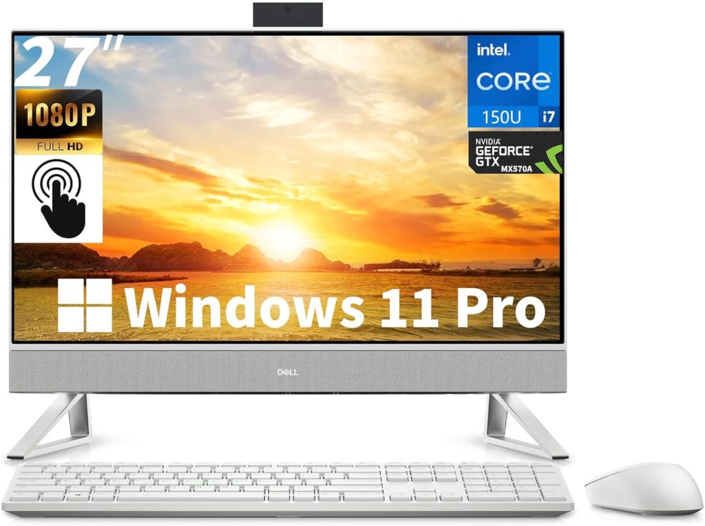 Best AIO PC — Dell Inspiron 27 AIO all-in-one desktop with large display, slim design, modern workspace setup, suitable for productivity, entertainment, and everyday home office computing tasks.